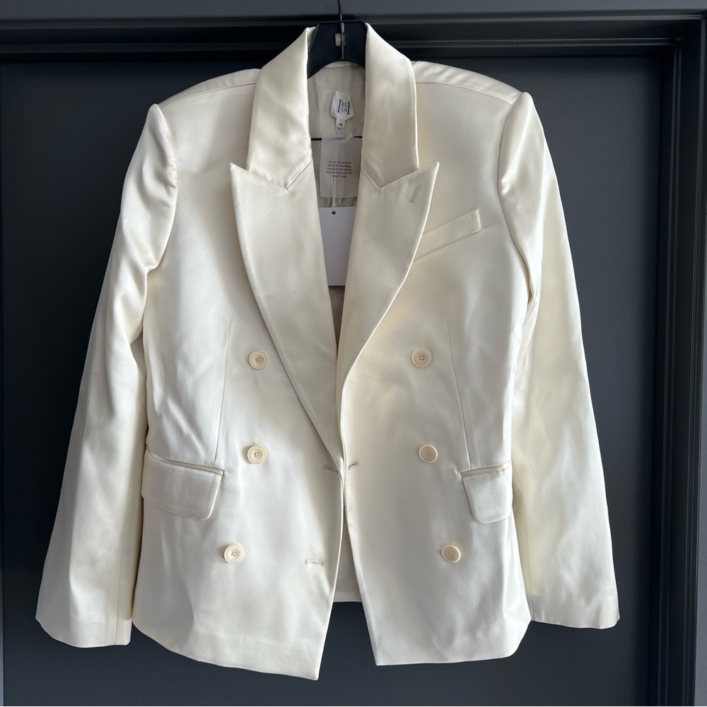 Helsa Heavy Satin Double Breasted Jacket in Bone Size XS NEW! New with tags! - Picture 4 of 12